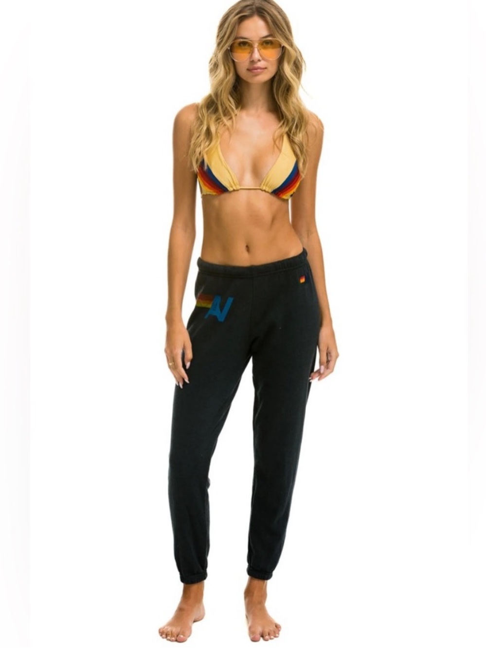 Aviator Nation Logo Jogger SweatPants Charcoal Black Womens Small